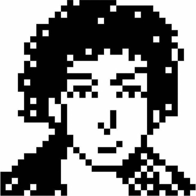 MacPaint-style portrait of Baeo Maltinsky